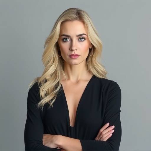 Portrait of Anya Petrova, Creative Director of Visionary Studios, a woman with long blonde hair and a confident expression.