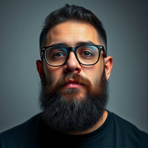 Portrait of Marcus Rodriguez, Head of Video Production at Visionary Studios, a man with a beard and wearing glasses.